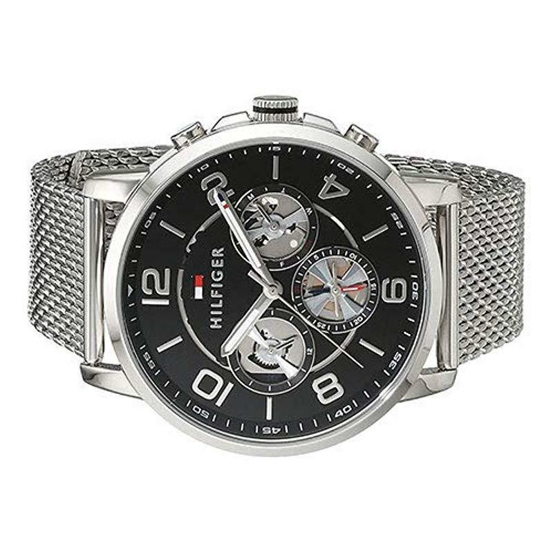  Shop Authentic Tommy Hilfiger Chronograph Black Dial Silver Mesh Bracelet Watch for Men - 1791292 - Luxxuri