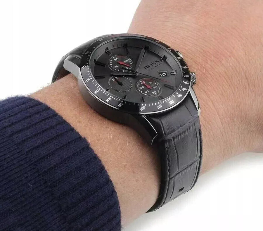  Shop Authentic Hugo Boss Rafale Chronograph Grey Dial Grey Leather Strap Watch For Men - 1513445 - Luxxuri