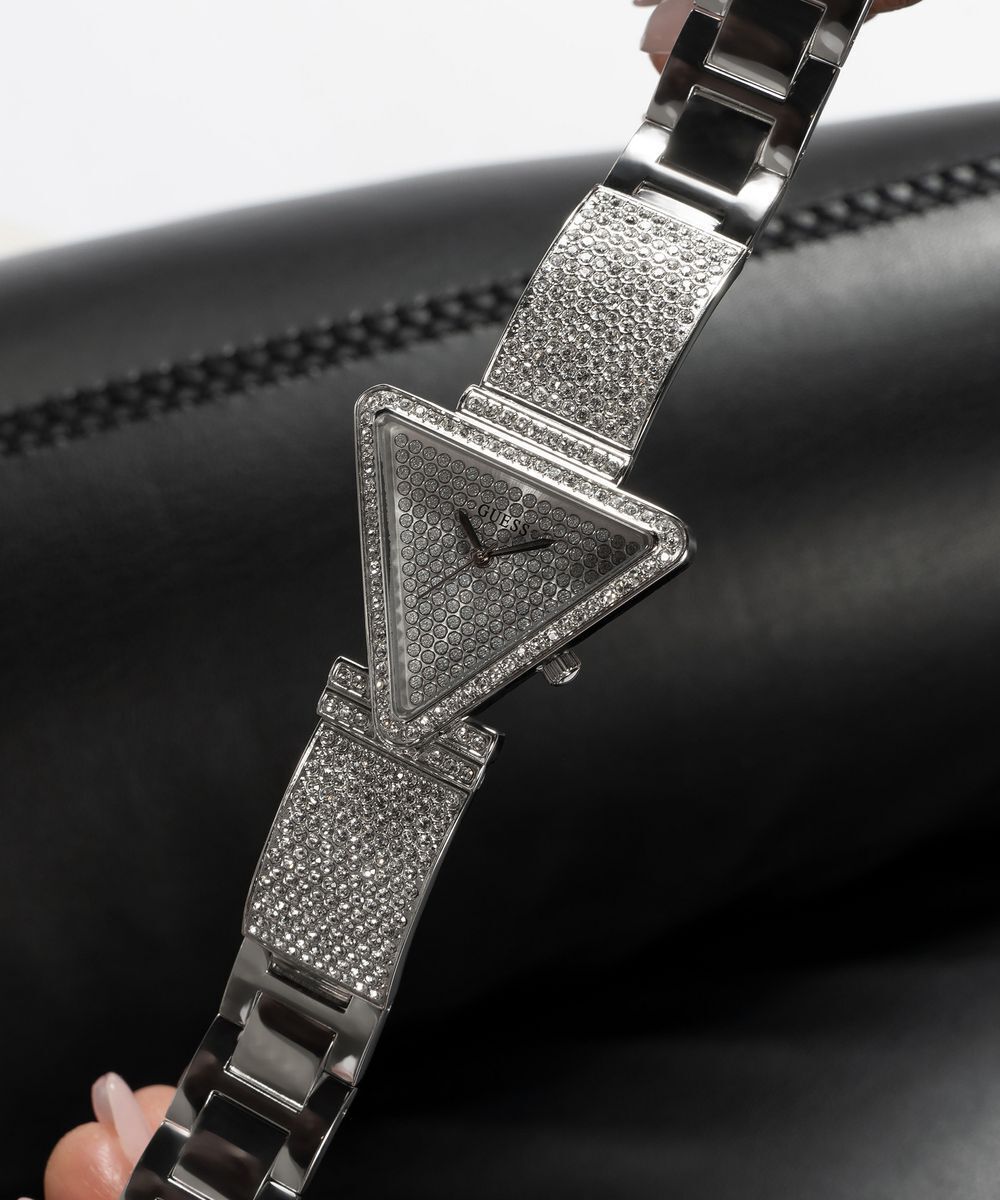  Shop Authentic Guess Fame Quartz Crystals Silver Dial Silver Steel Strap Watch For Women - GW0644L1 - Luxxuri