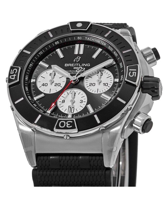  Shop Authentic Breitling Super Chronomat B01 44 Black Dial Black Rubber Strap Watch for Men - AB0136251B1S1 - Luxxuri