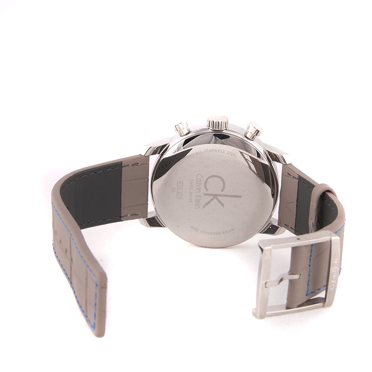  Shop Authentic Calvin Klein City Silver Dial Grey Leather Strap Watch for Men - K2G211Q4 - Luxxuri