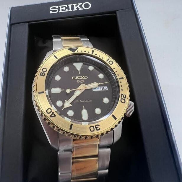  Shop Authentic Seiko 5 Sports Automatic Brown Dial Two Tone Steel Strap Watch For Men - SRPK24 - Luxxuri