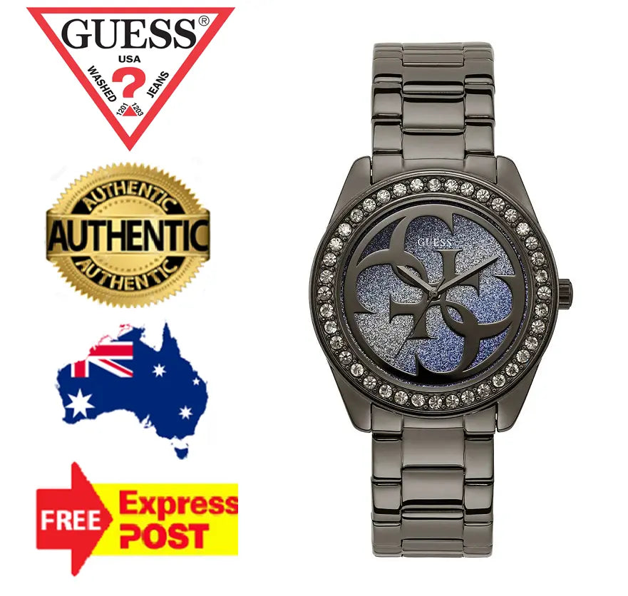  Shop Authentic Guess G Twist Diamonds Purple Dial Black Steel Strap Watch For Women - W1201L4 - Luxxuri
