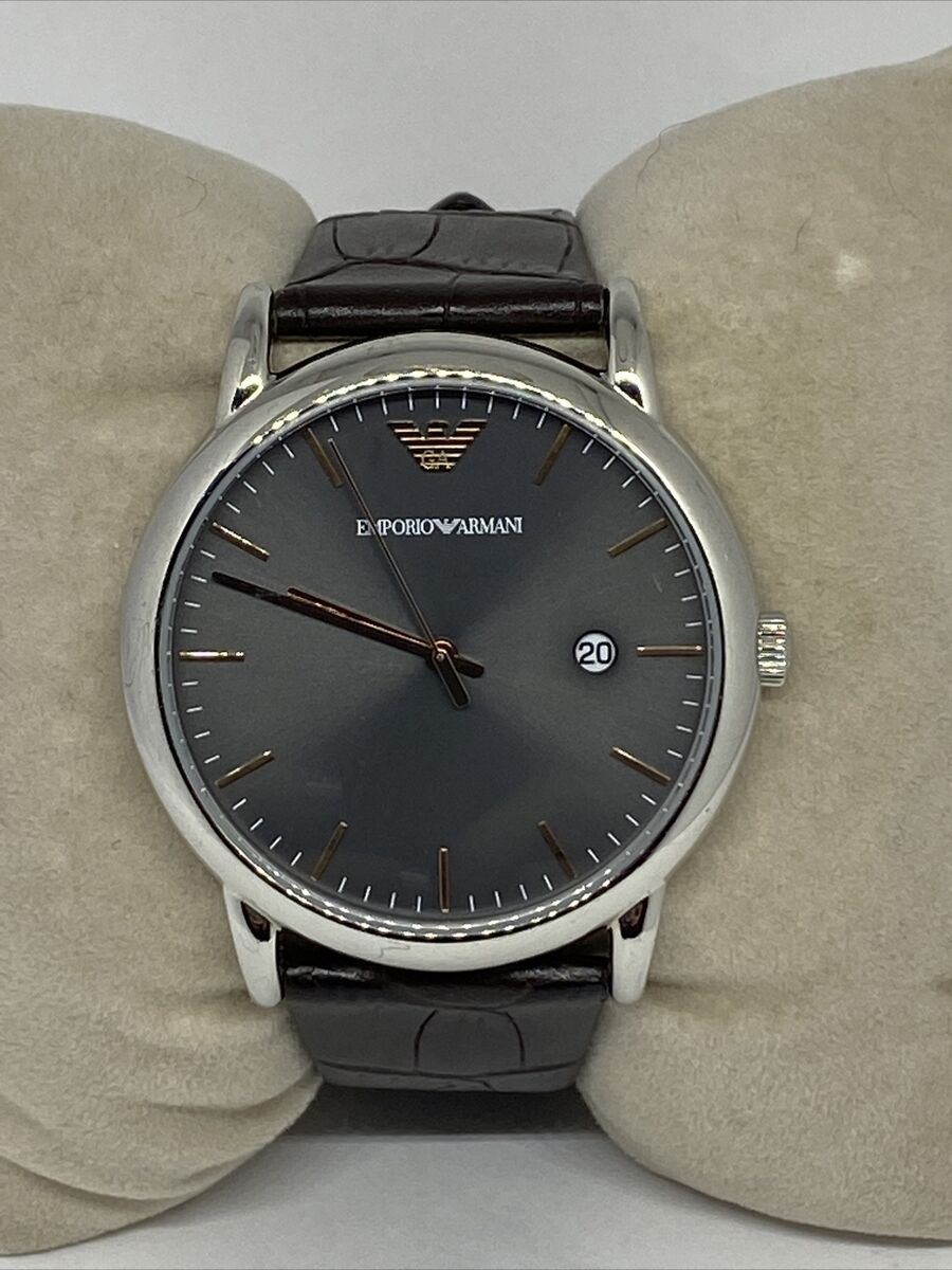  Shop Authentic Emporio Armani Luigi Quartz Gray Dial Brown Leather Strap Watch For Men - AR1996 - Luxxuri