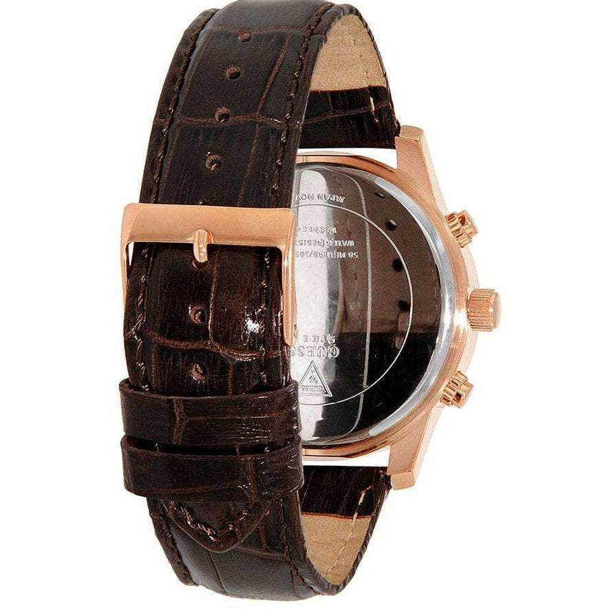  Shop Authentic Guess Exec Chronograph Brown Dial Brown Leather Strap Watch For Men - W0076G4 - Luxxuri