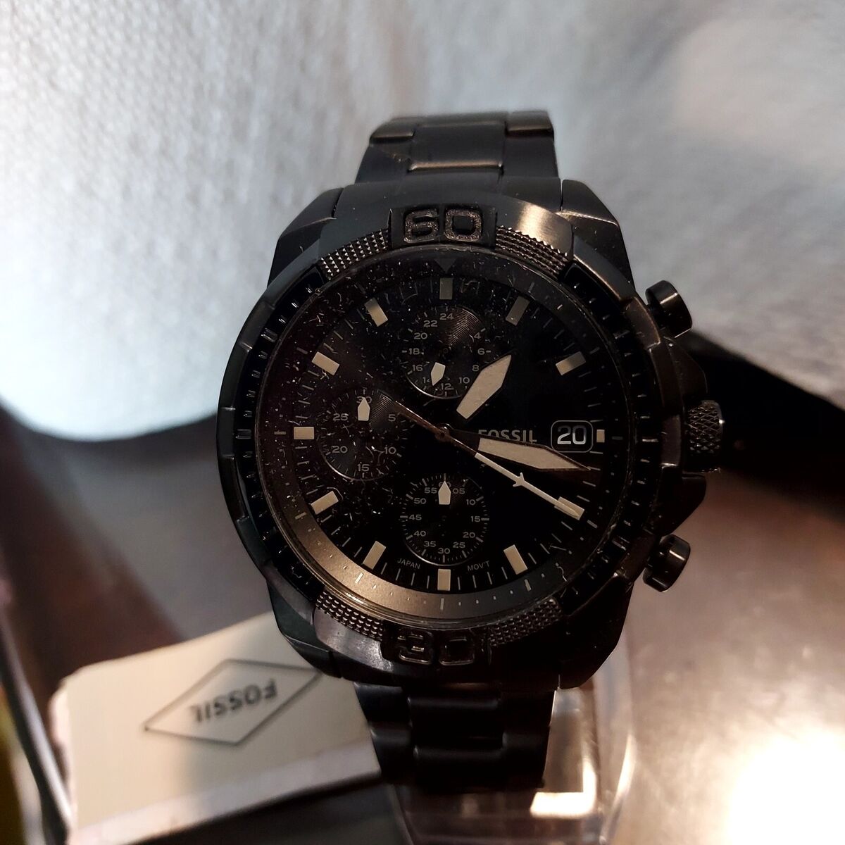  Shop Authentic Fossil Bronson Chronograph Black Dial Black Steel Strap Watch for Men - FS5853 - Luxxuri
