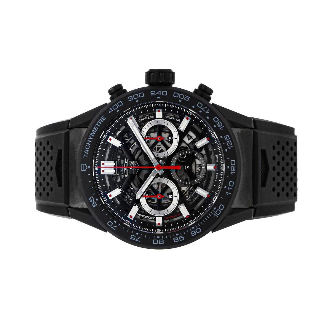  Shop Authentic Tag Heuer Carrera Automatic Chronograph Black Dial Black Rubber Strap Watch for Men - CBG2A90.FT6173 - Luxxuri