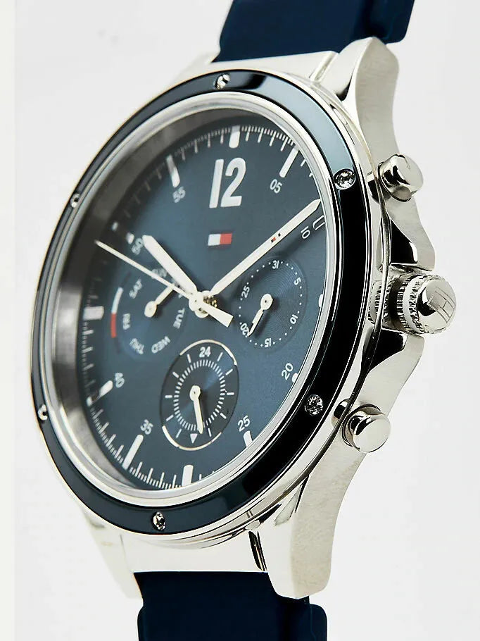  Shop Authentic Tommy Hilfiger Eve Chronograph Quartz Blue Dial Blue Rubber Strap Watch For Women - 1782281 - Luxxuri