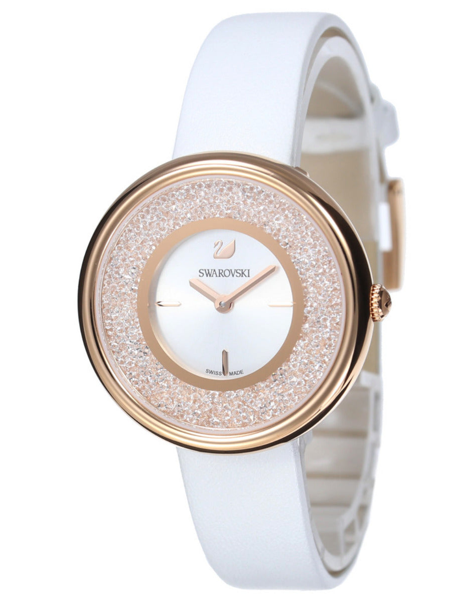  Shop Authentic Swarovski Crystalline Pure White Dial White Leather Strap Watch for Women - 5376083 - Luxxuri