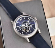  Shop Authentic Emporio Armani Luigi Chronograph Blue Dial Black Leather Strap Watch For Men - AR60011 - Luxxuri