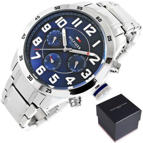  Shop Authentic Tommy Hilfiger Trent Chronograph Blue Dial Silver Steel Strap Watch for Men - 1791053 - Luxxuri