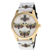  Shop Authentic Gucci G Timeless Quartz White Dial White Leather Strap Watch For Women - YA1264109 - Luxxuri