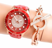  Shop Authentic Michael Kors Runway Three-Hand Quartz Red Dial Red Leather Strap Watch For Women - MK7179 - Luxxuri