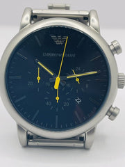  Shop Authentic Emporio Armani Luigi Chronograph Black Dial Silver Steel Strap Watch For Men - AR11324 - Luxxuri