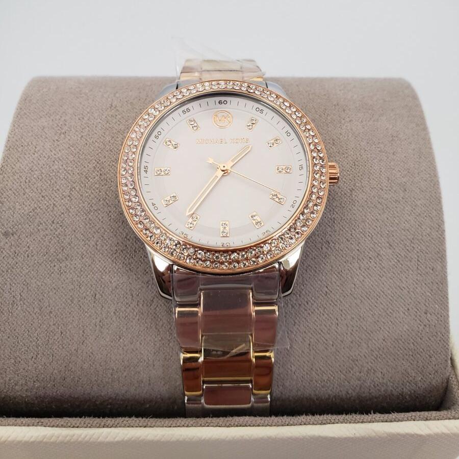  Shop Authentic Michael Kors Tibby Three Hand Crystals Silver Dial Two Tone Steel Strap Watch for Women - MK4576 - Luxxuri
