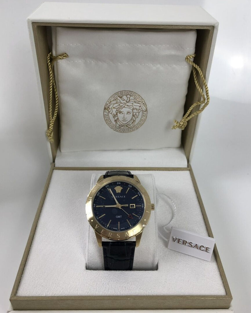  Shop Authentic Versace Univers Navy Blue Dial Navy Blue Leather Strap Watch for Men - VEBK00318 - Luxxuri