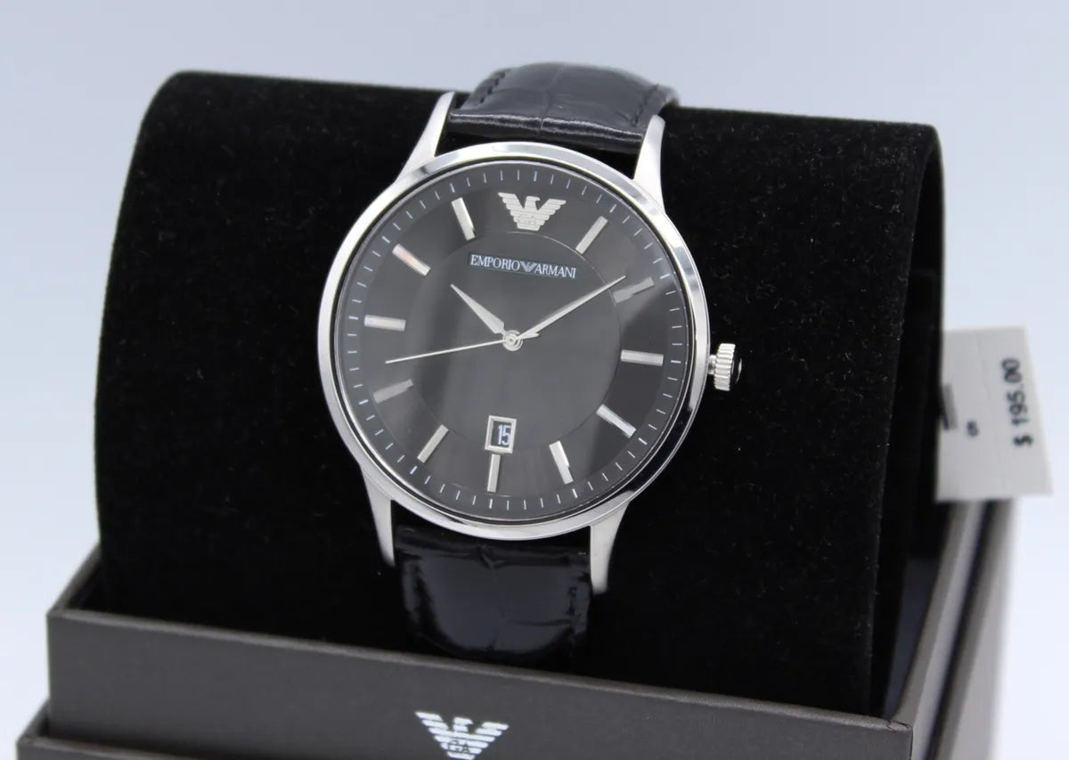  Shop Authentic Emporio Armani Renato Analog Black Dial Black Leather Strap Watch For Men - AR11186 - Luxxuri