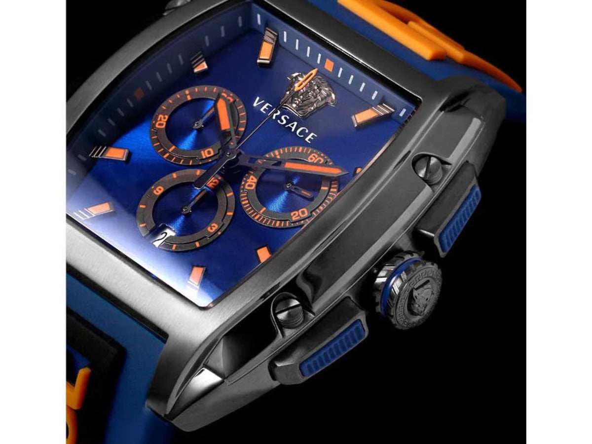  Shop Authentic Versace Iconic Dominus Chronograph Blue Dial Blue Rubber Strap Watch For Men - VE6H00323 - Luxxuri