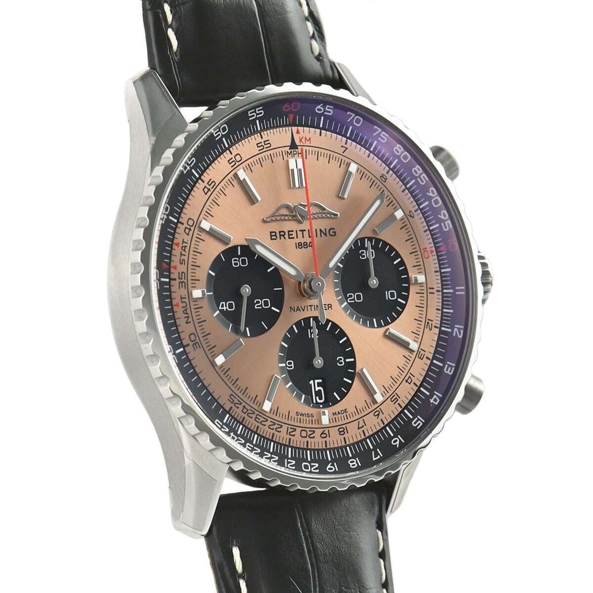  Shop Authentic Breitling Navitimer B01 Chronograph 43 Brown Dial Black Leather Strap Watch for Men - AB0138241K1P1 - Luxxuri