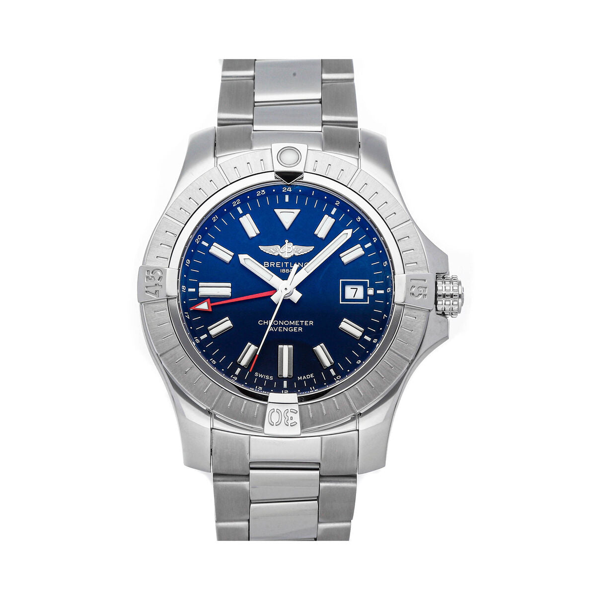  Shop Authentic Breitling Avenger Automatic GMT 45 Blue Dial Silver Steel Strap Watch for Men - A32395101C1A1 - Luxxuri