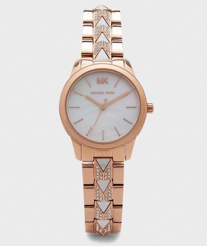  Shop Authentic Michael Kors Runway Mercer Mother of Pearl White Dial Two Tone Steel Strap Watch For Women - MK6674 - Luxxuri