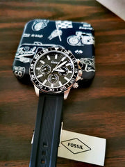  Shop Authentic Fossil Bannon Multifunction Black Dial Black Silicone Strap Watch for Men - BQ2494 - Luxxuri