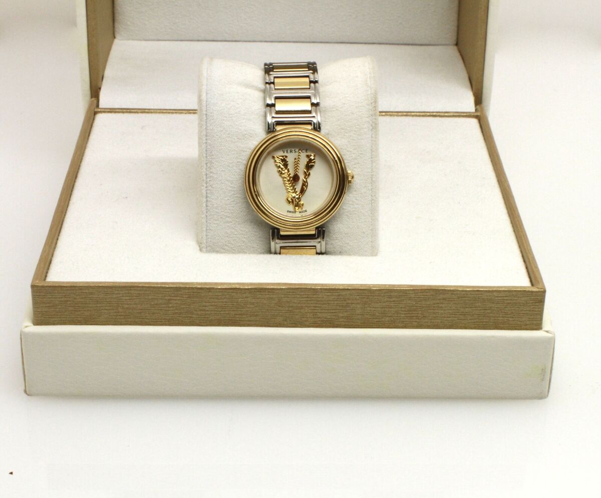  Shop Authentic Versace Mini Virtus Quartz White Dial Gold Steel Strap Watch For Men - VET300221 - Luxxuri