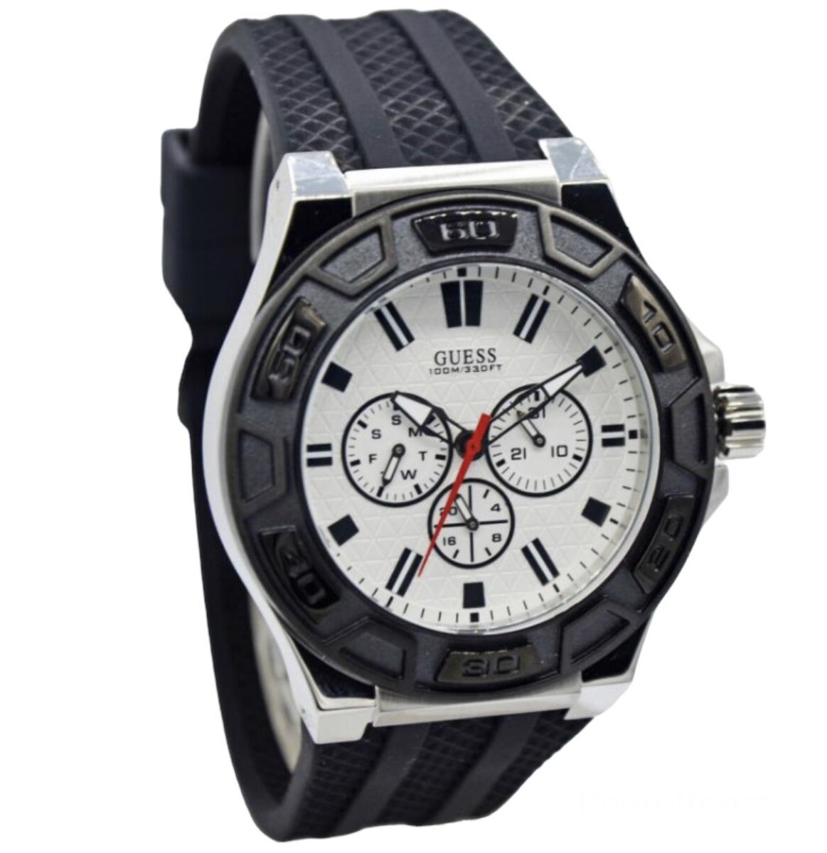  Shop Authentic Guess Force Analog Quartz White Dial Black Rubber Strap Watch For Men - W0674G3 - Luxxuri