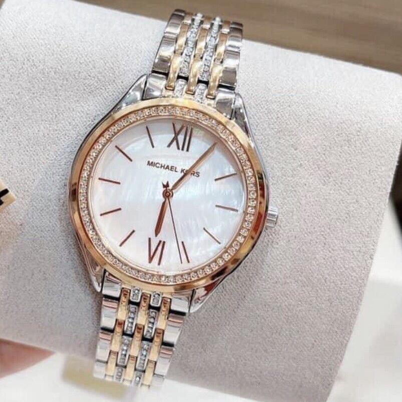  Shop Authentic Michael Kors Mindy Three Hand White Dial Two Tone Steel Strap Watch For Women - MK7077 - Luxxuri