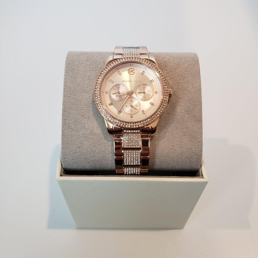  Shop Authentic Michael Kors Tibby Chronograph Crystals Rose Gold Dial Rose Gold Steel Strap Watch For Women - MK6826 - Luxxuri