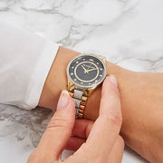  Shop Authentic Michael Kors Lauryn Crystal Pave Black Dial Two Tone Steel Strap Watch For Women - MK4403 - Luxxuri