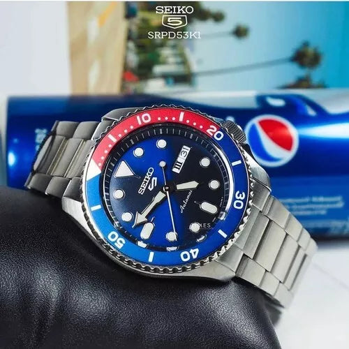  Shop Authentic Seiko 5 Sports Automatic Blue Dial Silver Steel Strap Watch For Men - SRPD53K1 - Luxxuri