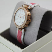  Shop Authentic Michael Kors Parker Chronograph White Dial Two Tone Leather Strap Watch For Women - MK6951 - Luxxuri