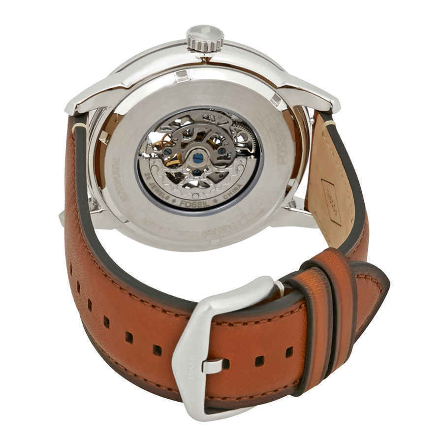  Shop Authentic Fossil Townsman Automatic Skeleton Blue Dial Brown Leather Strap Watch for Men - ME3154 - Luxxuri