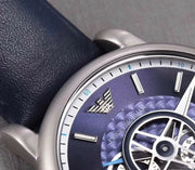  Shop Authentic Emporio Armani Luigi Chronograph Blue Dial Black Leather Strap Watch For Men - AR60011 - Luxxuri