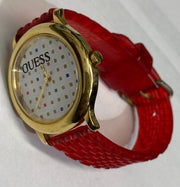  Shop Authentic Guess Trend Dragon Gold Dial Red Leather Strap Watch For Women - GW0646L1 - Luxxuri