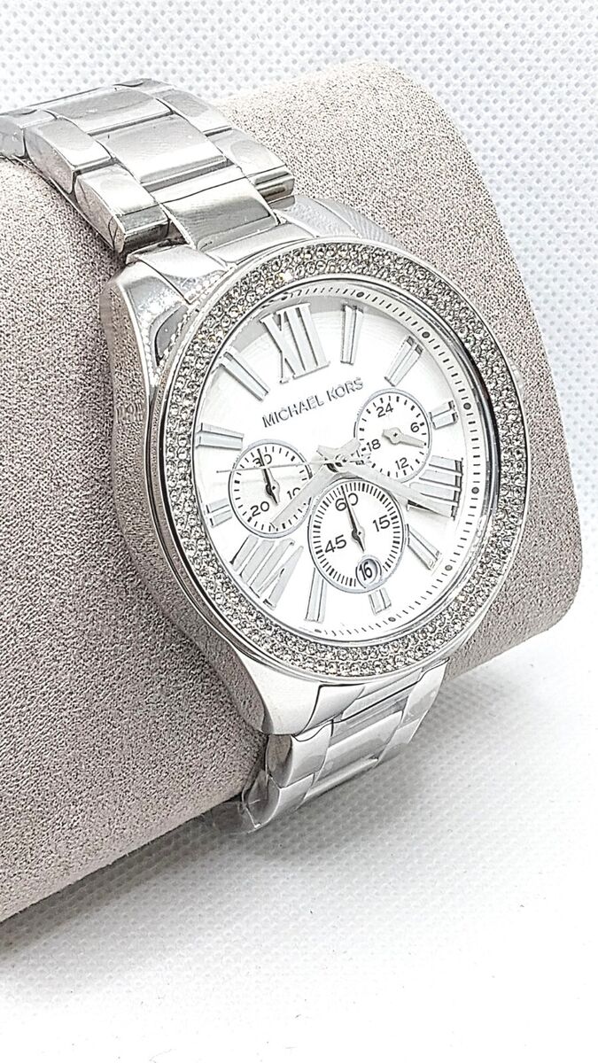  Shop Authentic Michael Kors Wren Chronograph Silver Dial Silver Steel Strap Watch for Women - MK7429 - Luxxuri