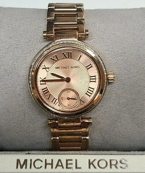  Shop Authentic Michael Kors Skylar Quartz Rose Gold Dial Rose Gold Steel Strap Watch For Women - MK5971 - Luxxuri