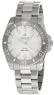  Shop Authentic Gucci Dive Automatic Silver Dial Silver Steel Strap Watch for Men - YA136354 - Luxxuri