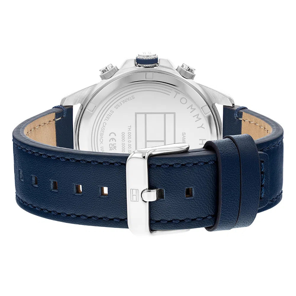  Shop Authentic Tommy Hilfiger Lars Chronograph Blue Dial Blue Leather Strap Watch For Men - 1792063 - Luxxuri