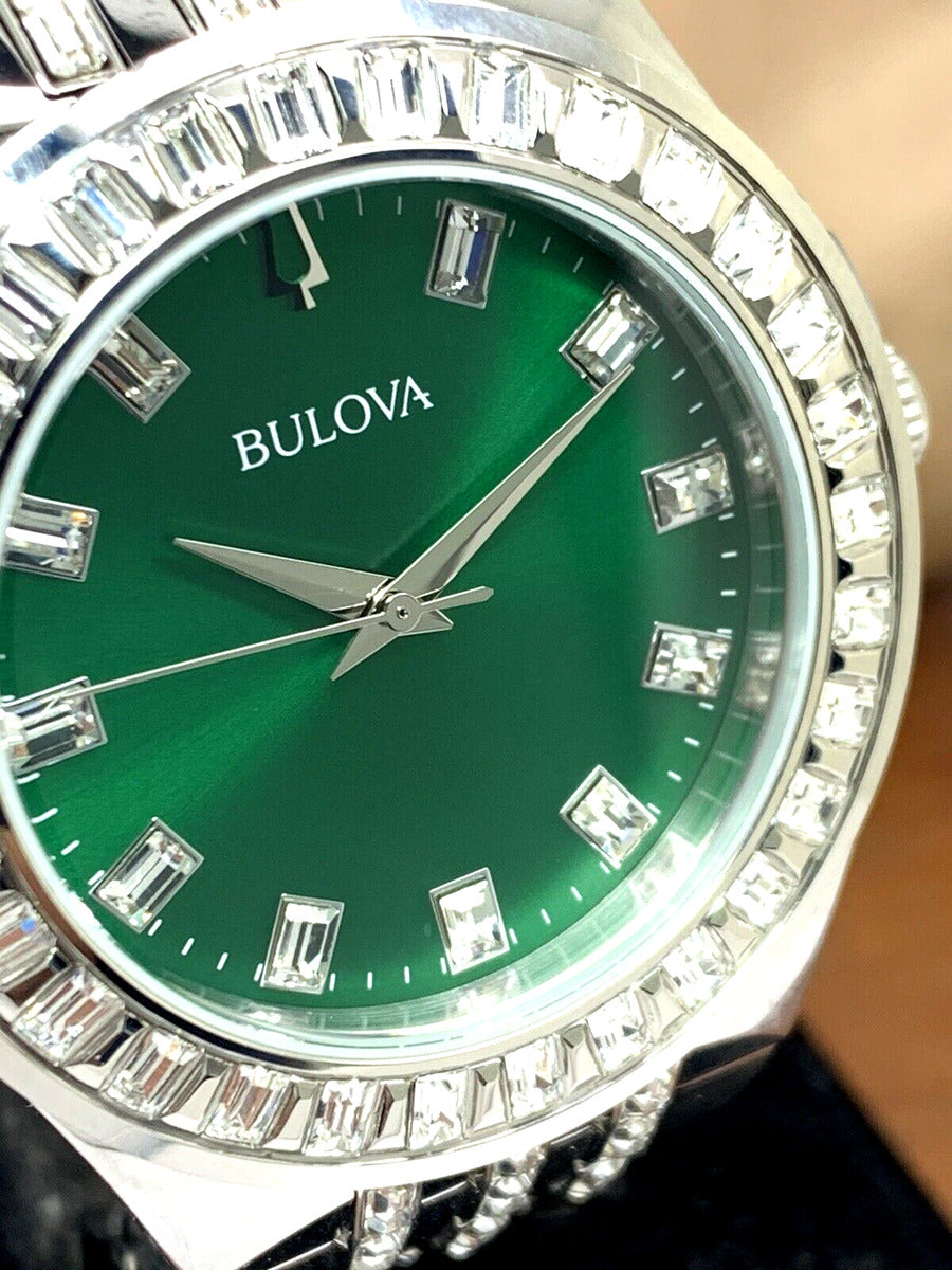  Shop Authentic Bulova Phantom Classic Baguette Green Dial Silver Steel Strap Watch for Men - 96A253 - Luxxuri