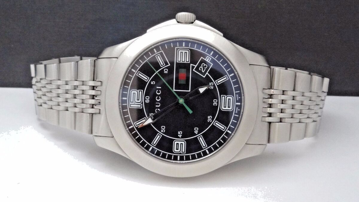  Shop Authentic Gucci G Timeless Black Dial Silver Steel Strap Watch For Men - YA126201 - Luxxuri