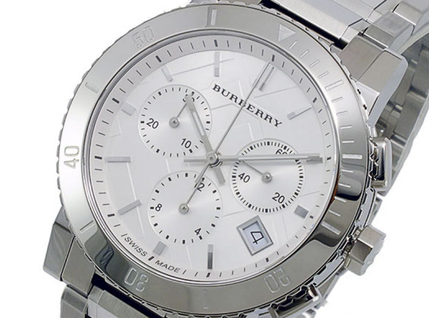  Shop Authentic Burberry City Chronograph White Dial Silver Steel Strap Watch For Women - BU9700 - Luxxuri