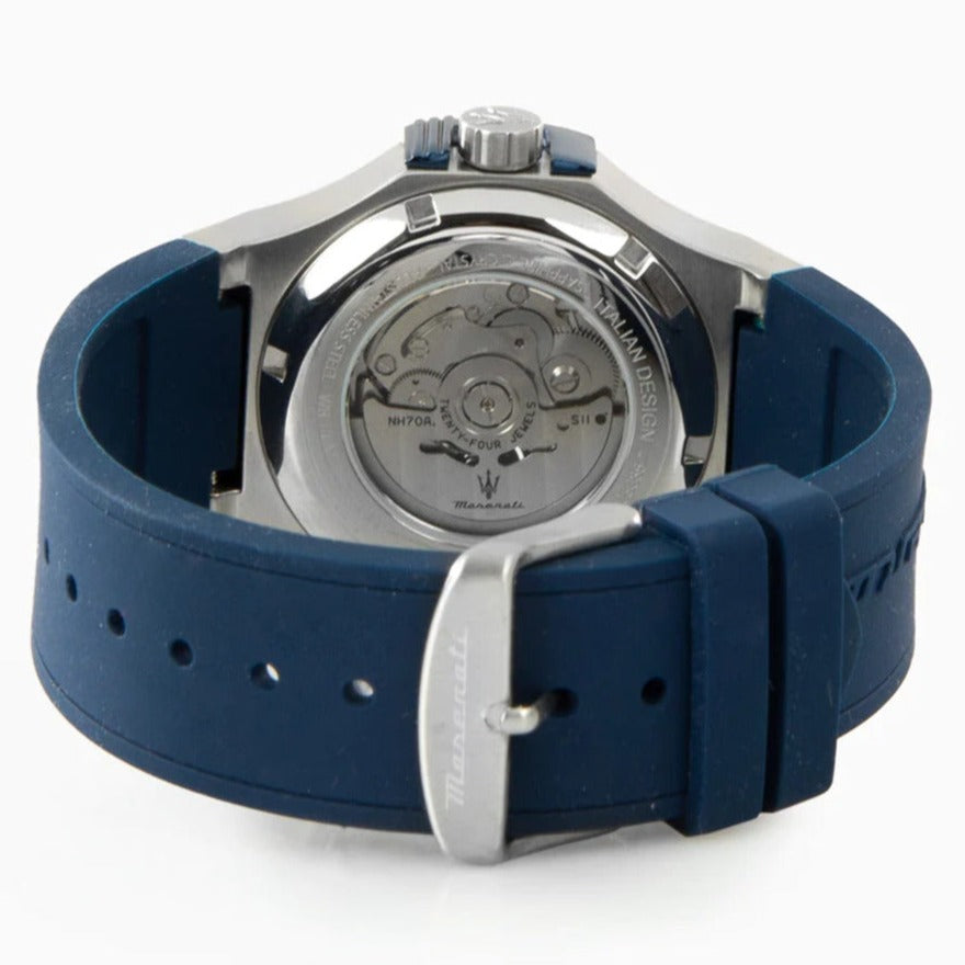  Shop Authentic Maserati Potenza Automatic Skeleton Dial Blue Rubber Strap Watch For Men - R8821108035 - Luxxuri