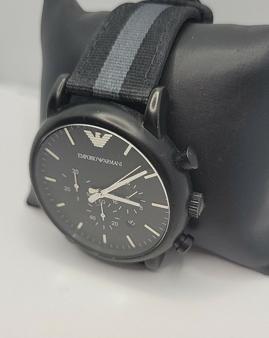  Shop Authentic Emporio Armani Luigi Chronograph Quartz Black Dial Two Tone Nylon Strap Watch For Men - AR1948 - Luxxuri