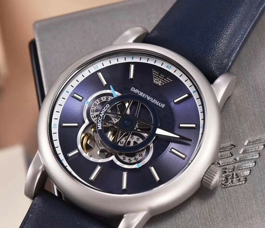  Shop Authentic Emporio Armani Luigi Chronograph Blue Dial Black Leather Strap Watch For Men - AR60011 - Luxxuri
