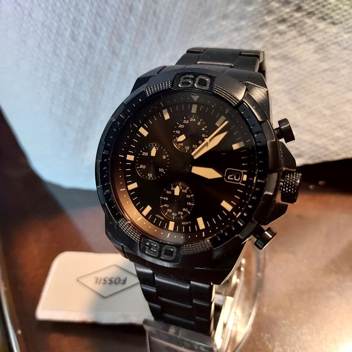  Shop Authentic Fossil Bronson Chronograph Black Dial Black Steel Strap Watch for Men - FS5851 - Luxxuri