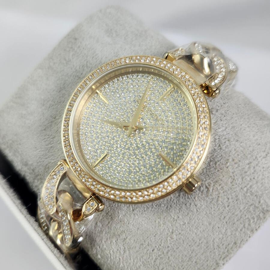  Shop Authentic Michael Kors Catelyn Crystals Gold Dial Gold Steel Strap Watch For Women - MK4674 - Luxxuri