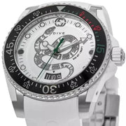  Shop Authentic Gucci Dive Quartz White Dial White Rubber Strap Watch For Men - YA136330 - Luxxuri