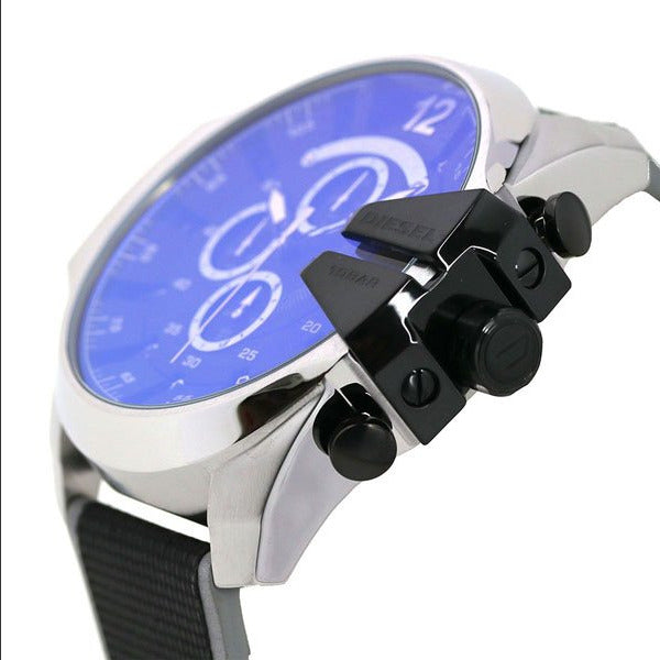  Shop Authentic Diesel Mega Chief Quartz Black Dial Grey Leather Strap Watch For Men - DZ4523 - Luxxuri